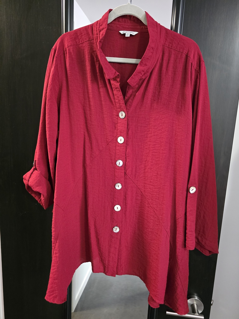 John Mark 2X Rayon Blend Roll Tab Sleeve Tunic Shirt